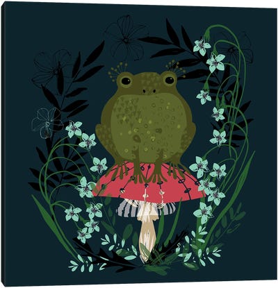Frog In The Night Canvas Art Print - Frog Art