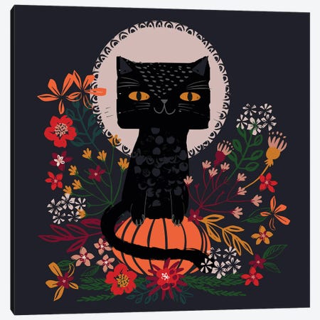 Halloween Kitty Canvas Print #HBL22} by Helen Black Canvas Art Print