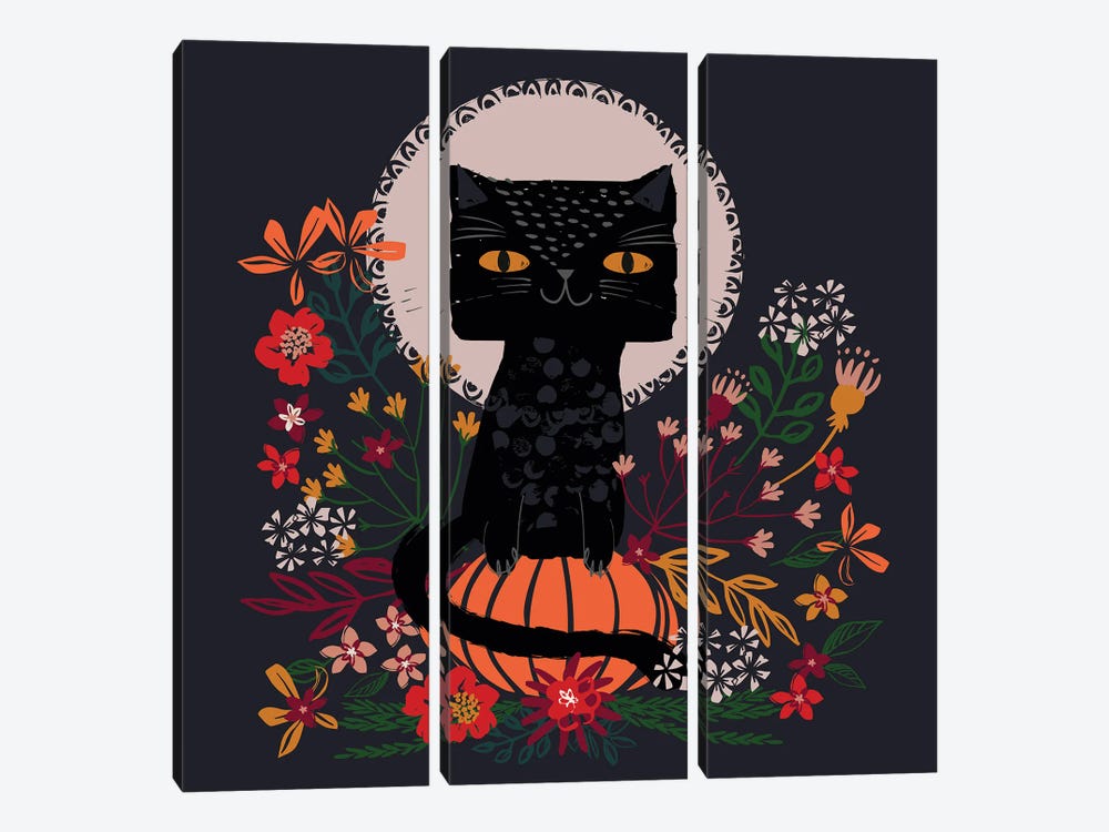 Halloween Kitty by Helen Black 3-piece Canvas Wall Art