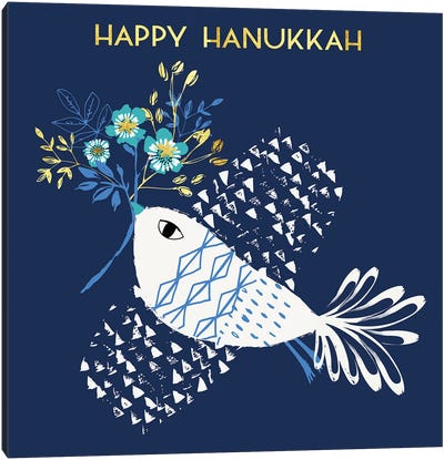Happy Hanukkah Canvas Art Print - Indigo Art