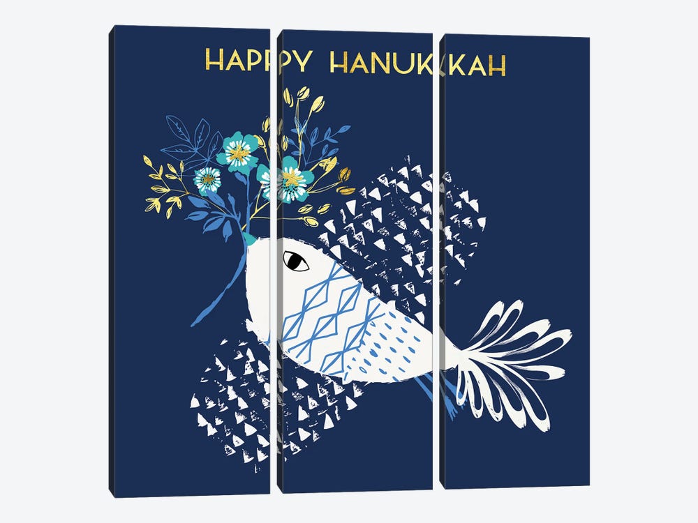 Happy Hanukkah by Helen Black 3-piece Canvas Art Print
