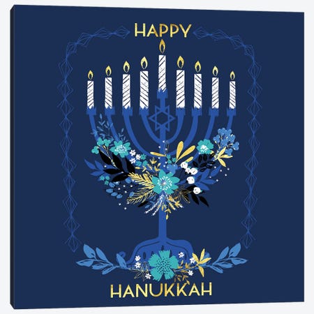 Happy Hanukkah Candles Canvas Print #HBL24} by Helen Black Canvas Artwork