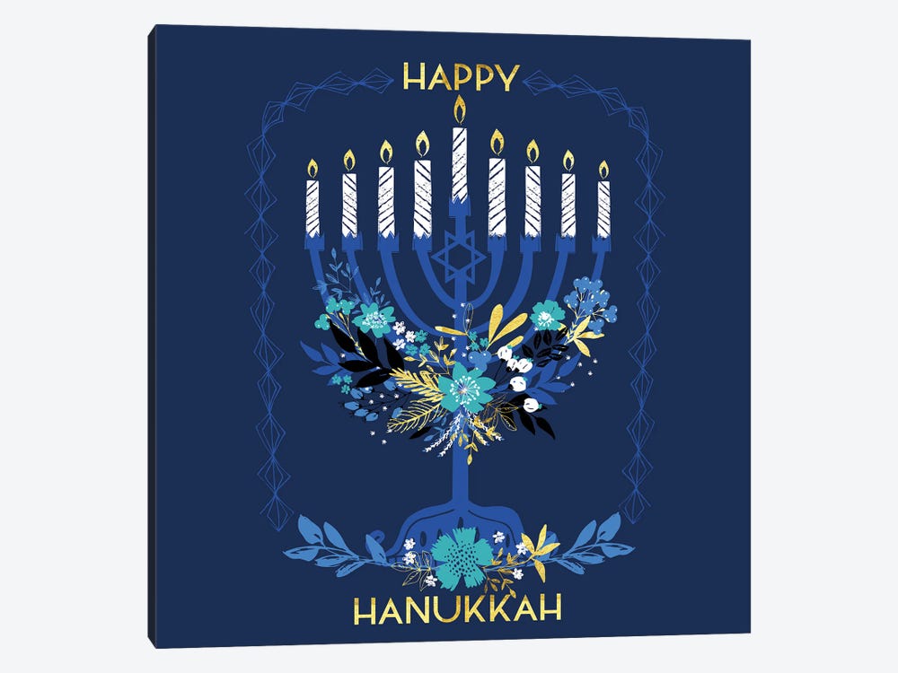 Happy Hanukkah Candles by Helen Black 1-piece Canvas Artwork
