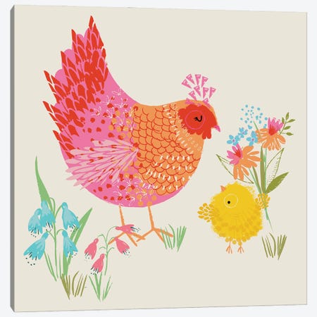 Hen And Chick Canvas Print #HBL28} by Helen Black Canvas Print
