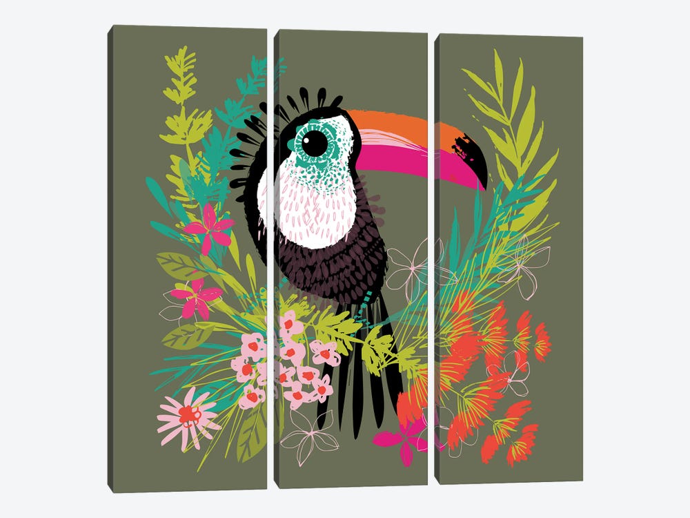 Jungle Toucan by Helen Black 3-piece Canvas Print