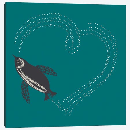 Penguin Love Canvas Print #HBL40} by Helen Black Art Print