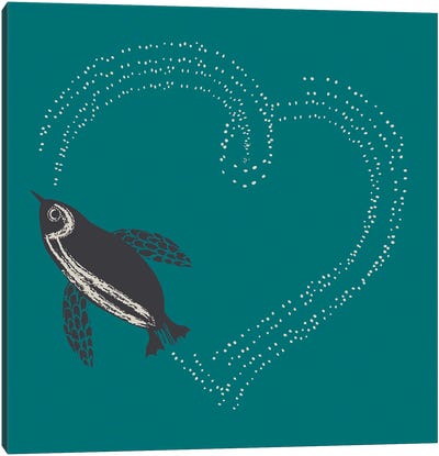 Penguin Love Canvas Art Print - Helen Black