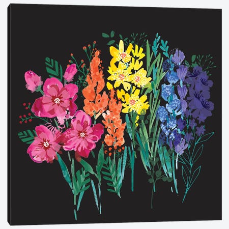 Rainbow Flowers Canvas Print #HBL44} by Helen Black Canvas Artwork