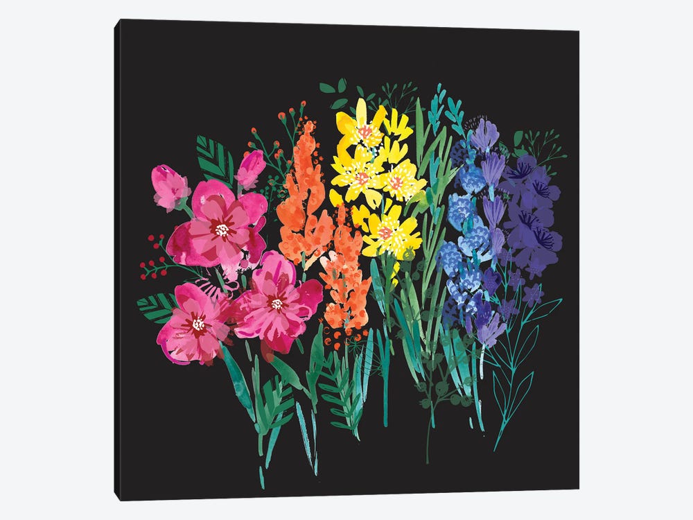 Rainbow Flowers by Helen Black 1-piece Canvas Artwork