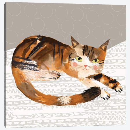 Stripey Cat Canvas Print #HBL48} by Helen Black Canvas Print
