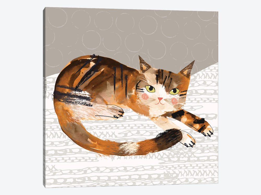 Stripey Cat by Helen Black 1-piece Canvas Artwork
