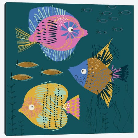 Tropical Fish Canvas Print #HBL56} by Helen Black Art Print