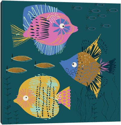 Tropical Fish Canvas Art Print - Helen Black