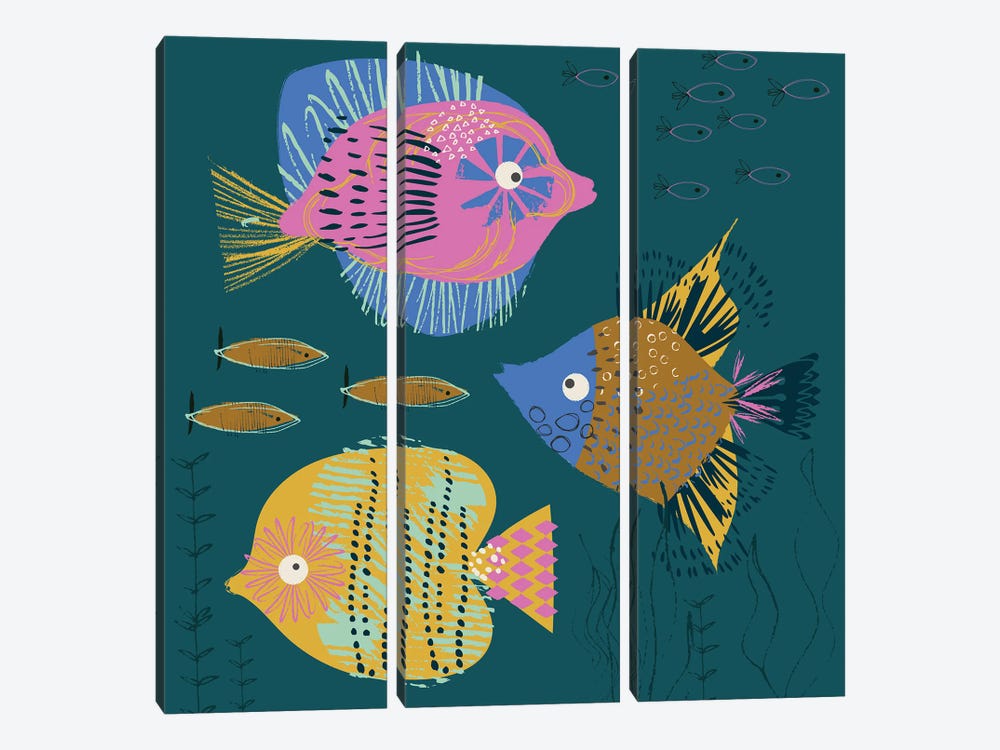 Tropical Fish by Helen Black 3-piece Canvas Art Print