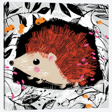 Winter Hedgehog Canvas Print #HBL58} by Helen Black Canvas Wall Art