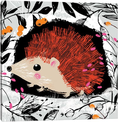 Winter Hedgehog Canvas Art Print - Hedgehogs