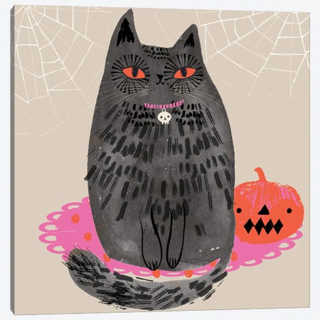 Witches Cat Canvas Print #HBL59} by Helen Black Canvas Artwork