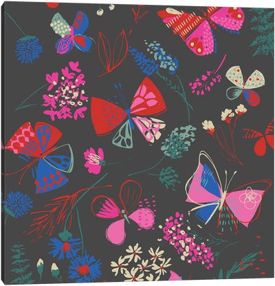 Butterfly Blooms Canvas Art Print - Helen Black
