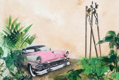 A Holiday With The Pink Car II by Hanneke Pereboom canvas print