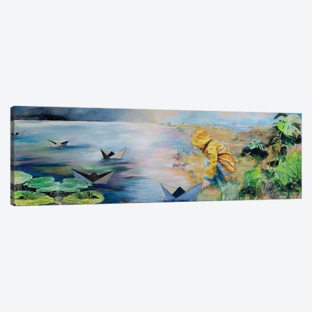 Playing With The Paper Boats Canvas Print #HBM15} by Hanneke Pereboom Canvas Artwork