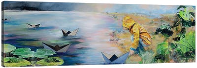 Playing With The Paper Boats Canvas Art Print - Hanneke Pereboom