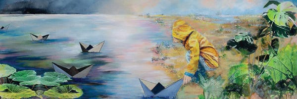 Playful Surrealism: Playing With The Paper Boats by Hanneke Pereboom