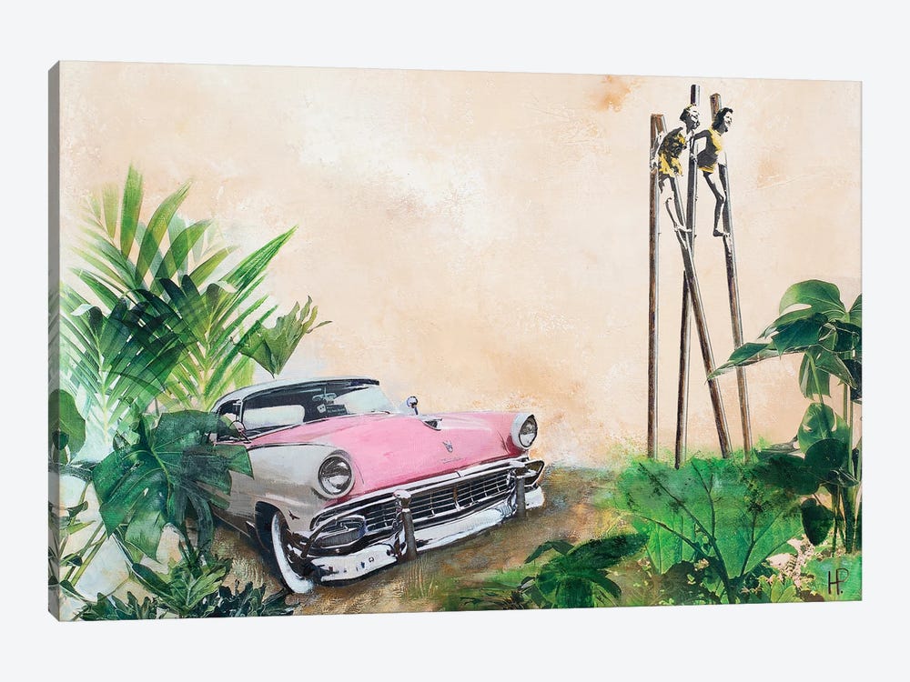 A Holiday With The Pink Car II by Hanneke Pereboom 1-piece Canvas Print