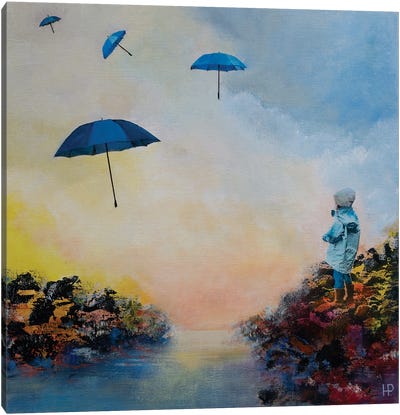 The Girl On The Bank Of The River I Canvas Art Print - Umbrella Art