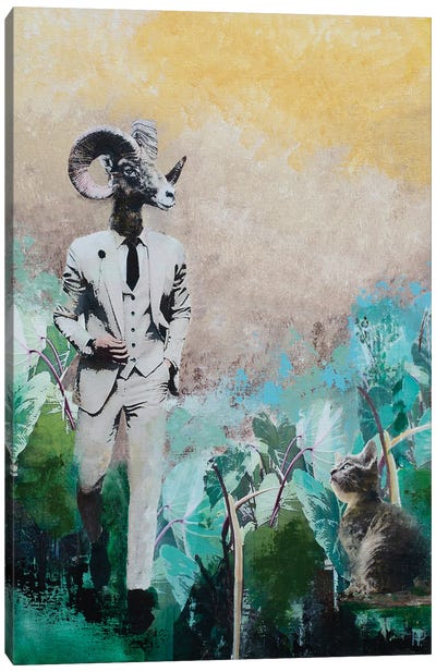 The Goat And His New Suit Canvas Art Print - Goat Art