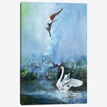 The Swan And The Diver I Canvas Print #HBM26} by Hanneke Pereboom Art Print