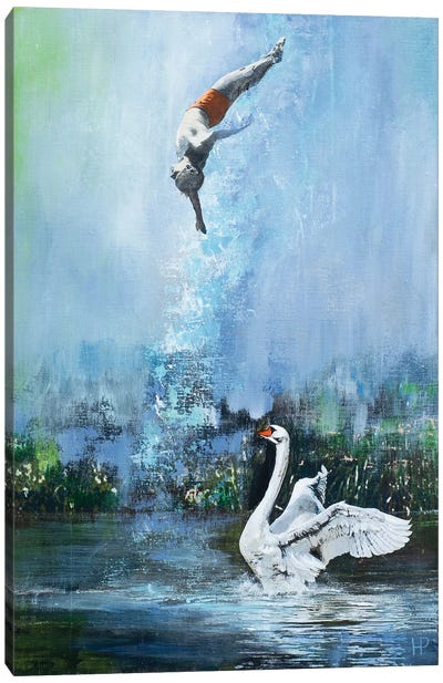 The Swan And The Diver I Canvas Art Print - Hanneke Pereboom