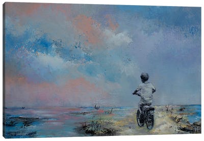 Bicycle Canvas Art Print - Blue Art