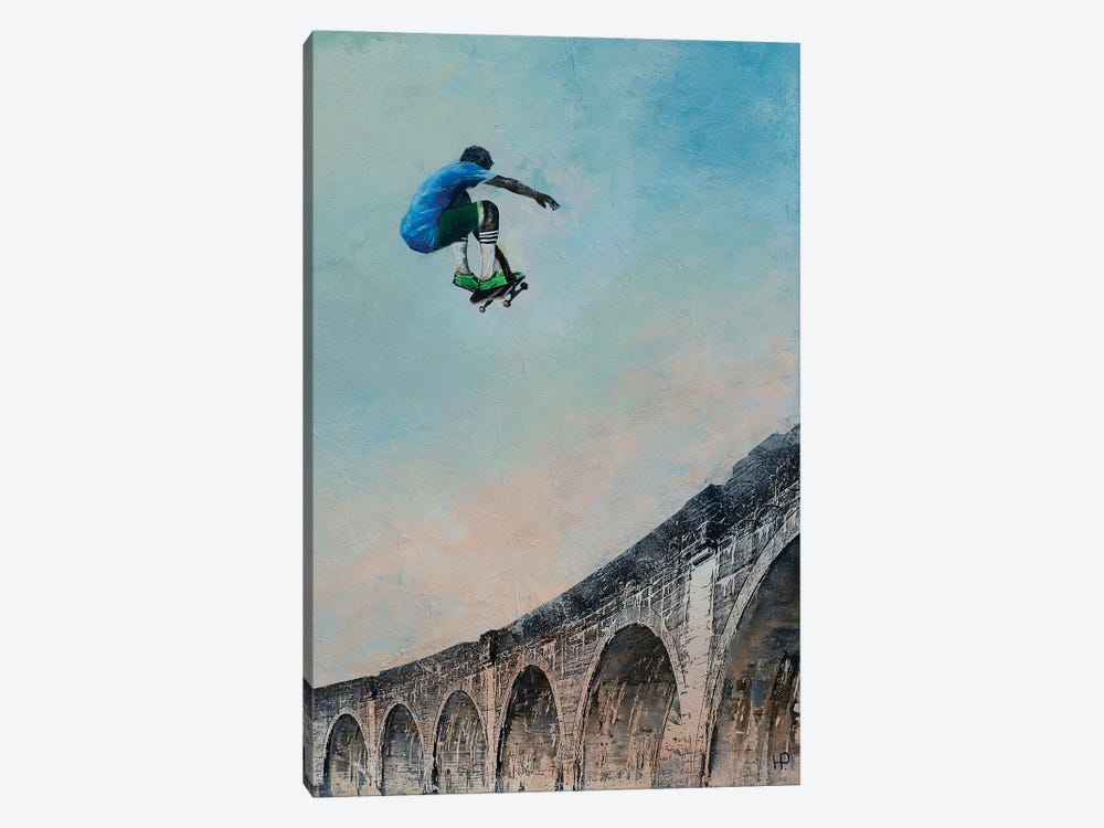 Freestyleskater And The Roman Bridge II by Hanneke Pereboom 1-piece Art Print
