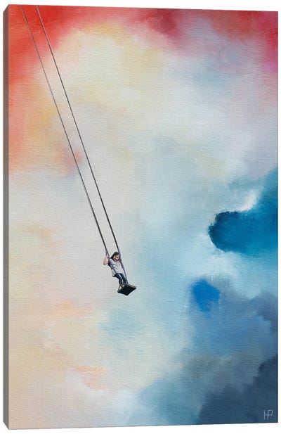 Girl On A Swing Canvas Art Print - Free Falling