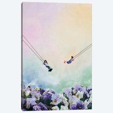 Girls Swinging Around I Canvas Print #HBM9} by Hanneke Pereboom Canvas Art Print