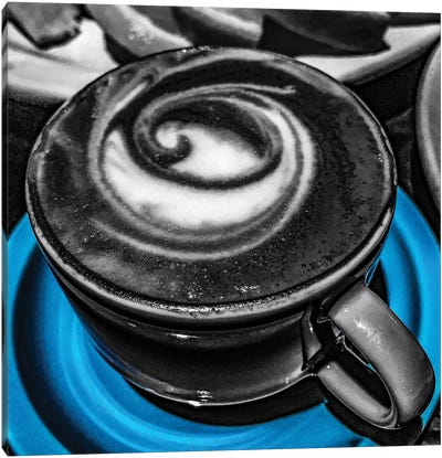 Latte Swirl Blue Canvas Art Print - Color Pop Photography