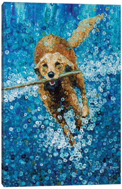 Retriever At Work Canvas Art Print - Labrador Retriever Art