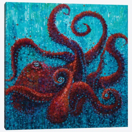 Red Octopus Canvas Print #HBT50} by Heidi Barnett Canvas Art