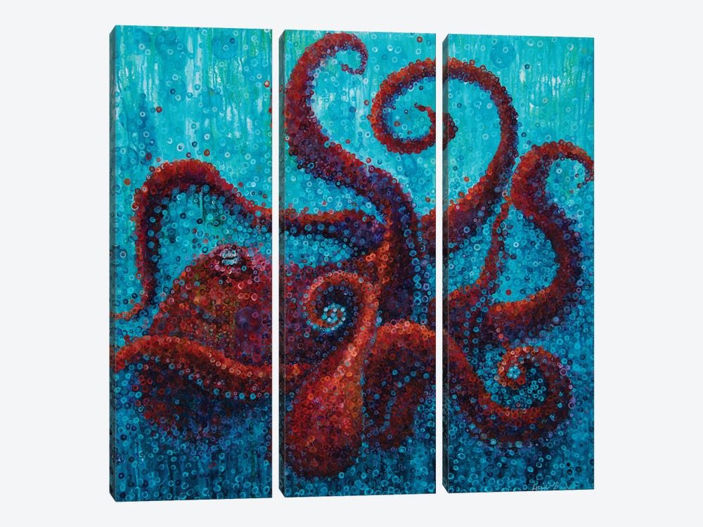 Red Octopus by Heidi Barnett 3-piece Canvas Art Print