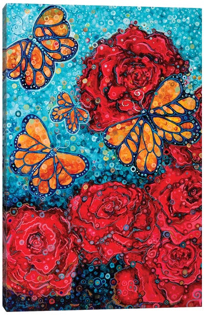 Roses And Butterflies Canvas Art Print