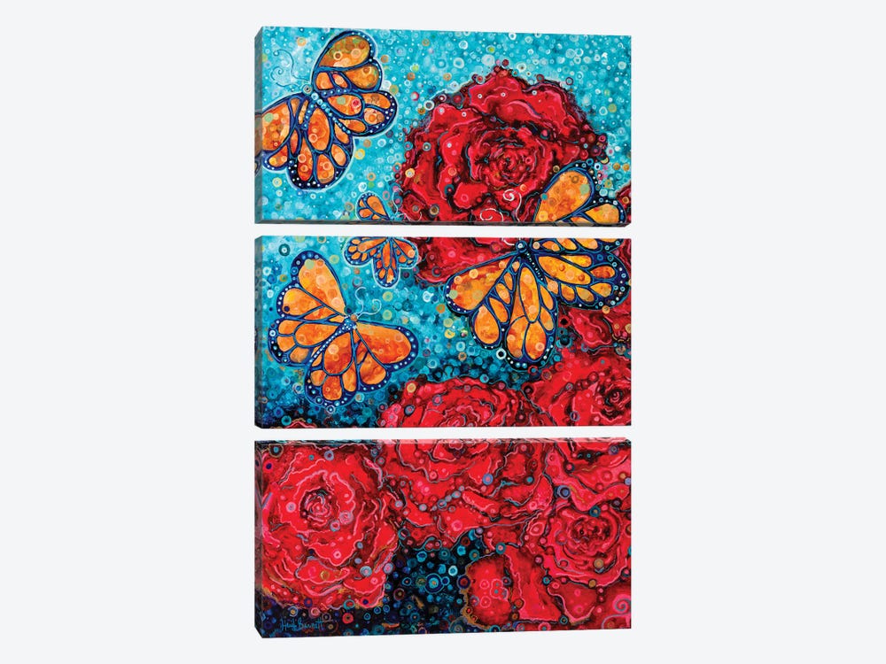 Roses And Butterflies by Heidi Barnett 3-piece Canvas Print