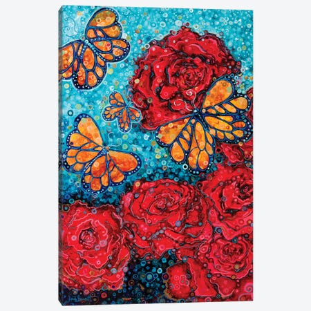Butterflies And Roses Canvas Print #HBT5} by Heidi Barnett Canvas Art