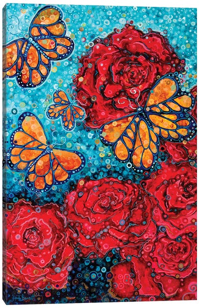 Butterflies And Roses Canvas Art Print - Heidi Barnett