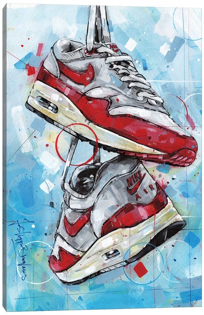 Nike Air Max 1 OG Red Canvas Art Print - Shoe Art