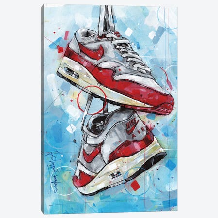 Nike Air Max 1 OG Red Canvas Print #HBW115} by Jos Hoppenbrouwers Art Print