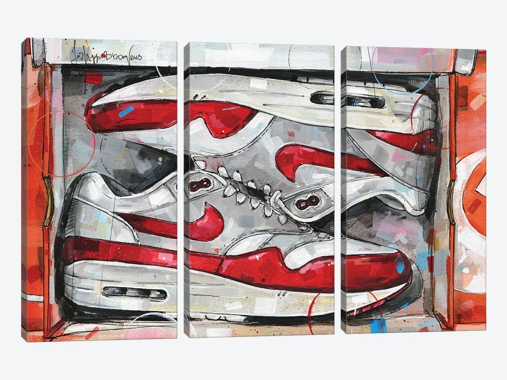 Nike Air Max 1 Shoebox OG Red by Jos Hoppenbrouwers 3-piece Canvas Art Print