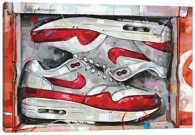 Nike Air Max 1 Shoebox OG Red Canvas Art Print - Sneaker Art