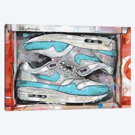 Nike Air Max 1 Shoebox Aqua Purple Canvas Print #HBW122} by Jos Hoppenbrouwers Canvas Print