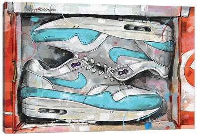 Nike Air Max 1 Shoebox Aqua Purple Canvas Art Print - Sneaker Art