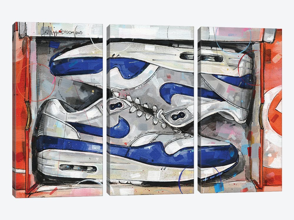 Nike Air Max 1 Shoebox OG Blue by Jos Hoppenbrouwers 3-piece Canvas Wall Art